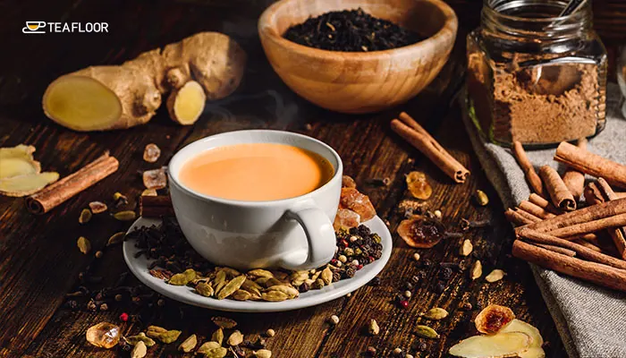 A freshly brewed cup of karak chai at Biryani Qabila cafe, Lahore